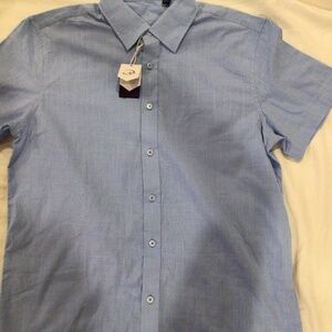 Blue casual men’s short sleeve  shirt